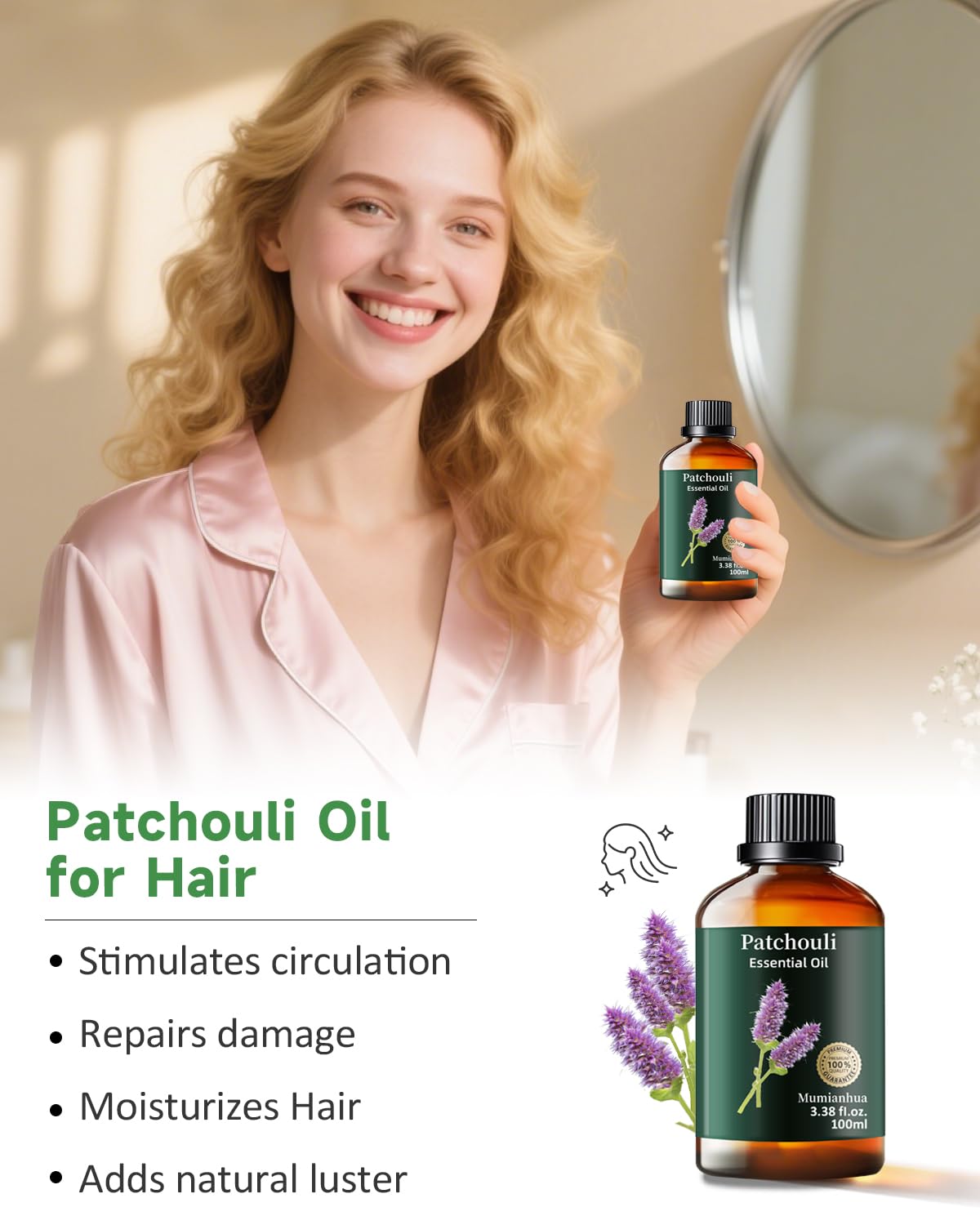 Pure Patchouli Essential Oil – Outdoor Shield & Natural Protective Blends (3.38 Fl Oz)
