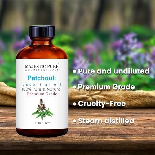 Majestic Pure Patchouli Essential Oil with Glass Dropper - 1 Fl Oz, 100% Pure & Natural