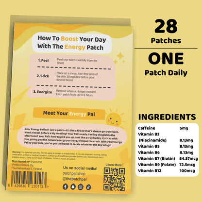 PatchPal B12 Energy Patches – Vegan Caffeine & B Vitamins (30 patches)