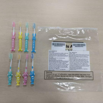 Patelai 24 Pcs Toddler Toothbrush Set for Ages 2+ | Soft Bristles, Suction Cup Storage, Rabbits & Bears