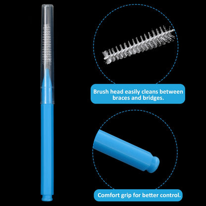 Patelai 100 Pieces Interdental Brushes – Braces Brush for Cleaner Teeth (Blue, Red, Suitable Size)