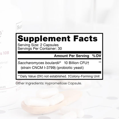 Saccharomyces Boulardii Probiotics 10B CFU – Made in USA | CNCM I-3799 Patented Strain | Pure TheraPro Rx 60 Capsules