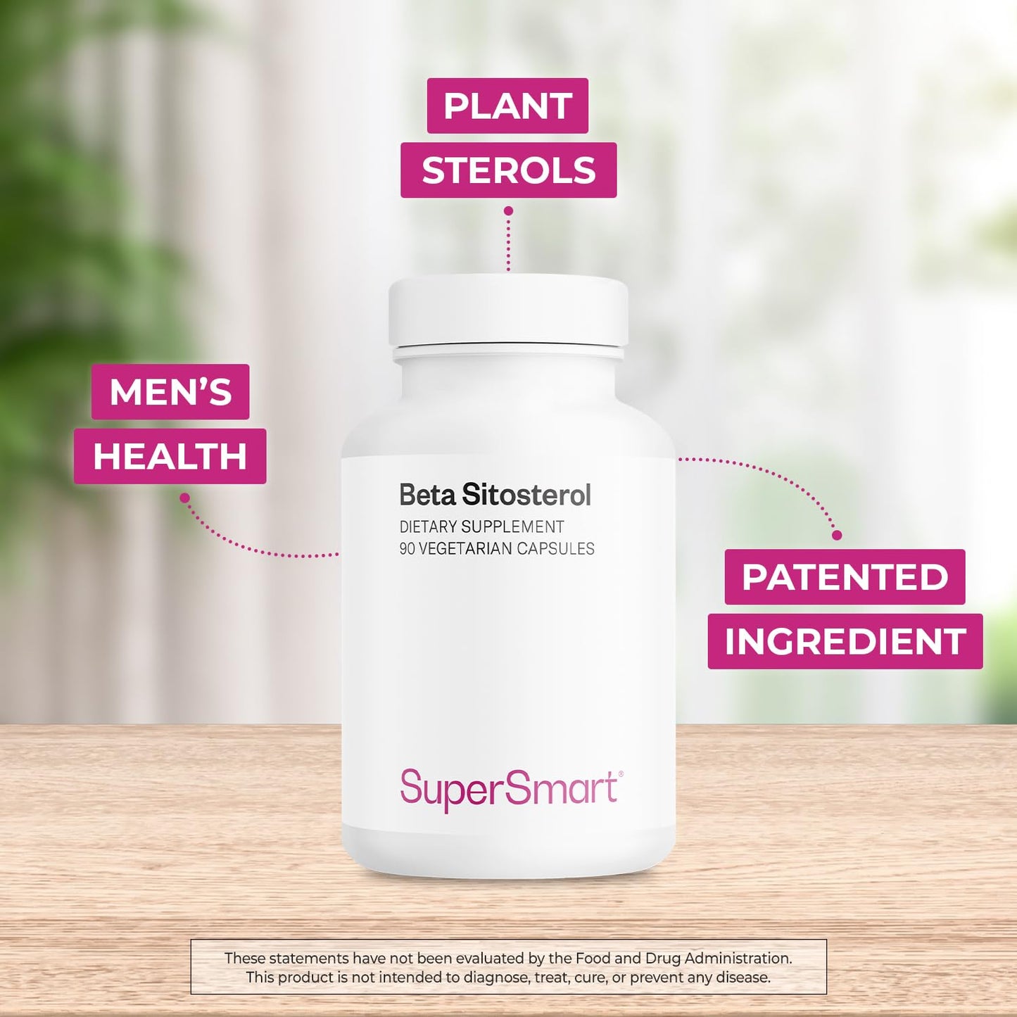 SuperSmart Beta-Sitosterol 180 mg/day (Patented) | Plant Sterols for Men | Non-GMO & Gluten Free