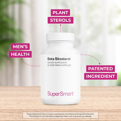 SuperSmart Beta-Sitosterol 180 mg/day (Patented) | Plant Sterols for Men | Non-GMO & Gluten Free