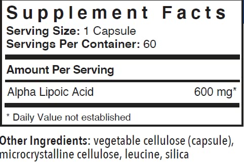 Patient One Alpha Lipoic Acid (ALA) 600 mg | Antioxidant Supplement to Support Nerve and Liver Health* | 60 Capsules