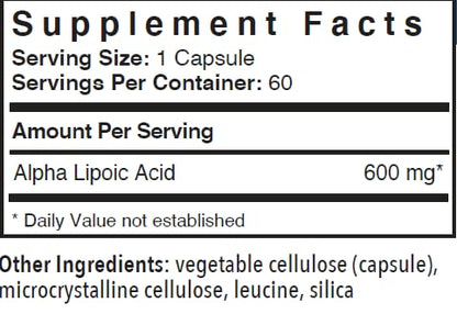 Patient One Alpha Lipoic Acid (ALA) 600 mg | Antioxidant Supplement to Support Nerve and Liver Health* | 60 Capsules