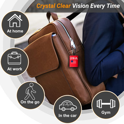 2 Sided Portable Glasses Cleaner – Patriotic Microfiber Cloth Keychain for Lenses & Screens