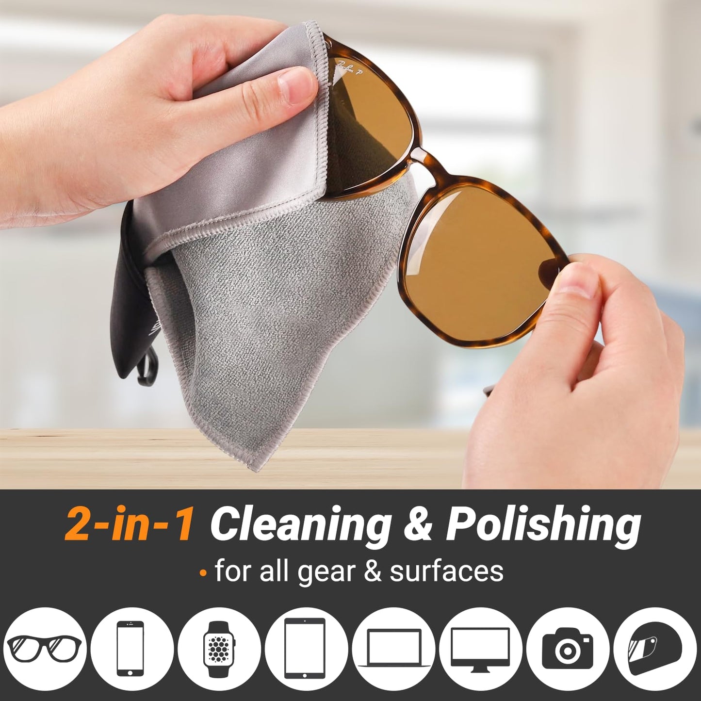 2 Sided Portable Glasses Cleaner – Patriotic Microfiber Cloth Keychain for Lenses & Screens