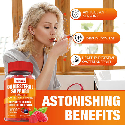 Patxans 1 Pack Cholesterol Support Gummies – 2000mg Plant Sterols & Stanols | Cholesterol Support, Mixed Berry, 60 Count