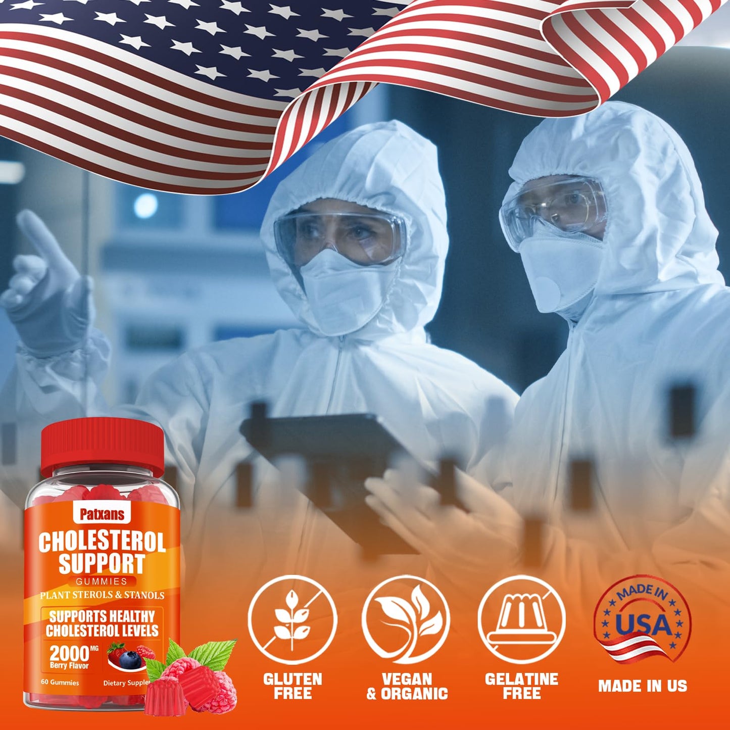 Patxans 1 Pack Cholesterol Support Gummies – 2000mg Plant Sterols & Stanols | Cholesterol Support, Mixed Berry, 60 Count