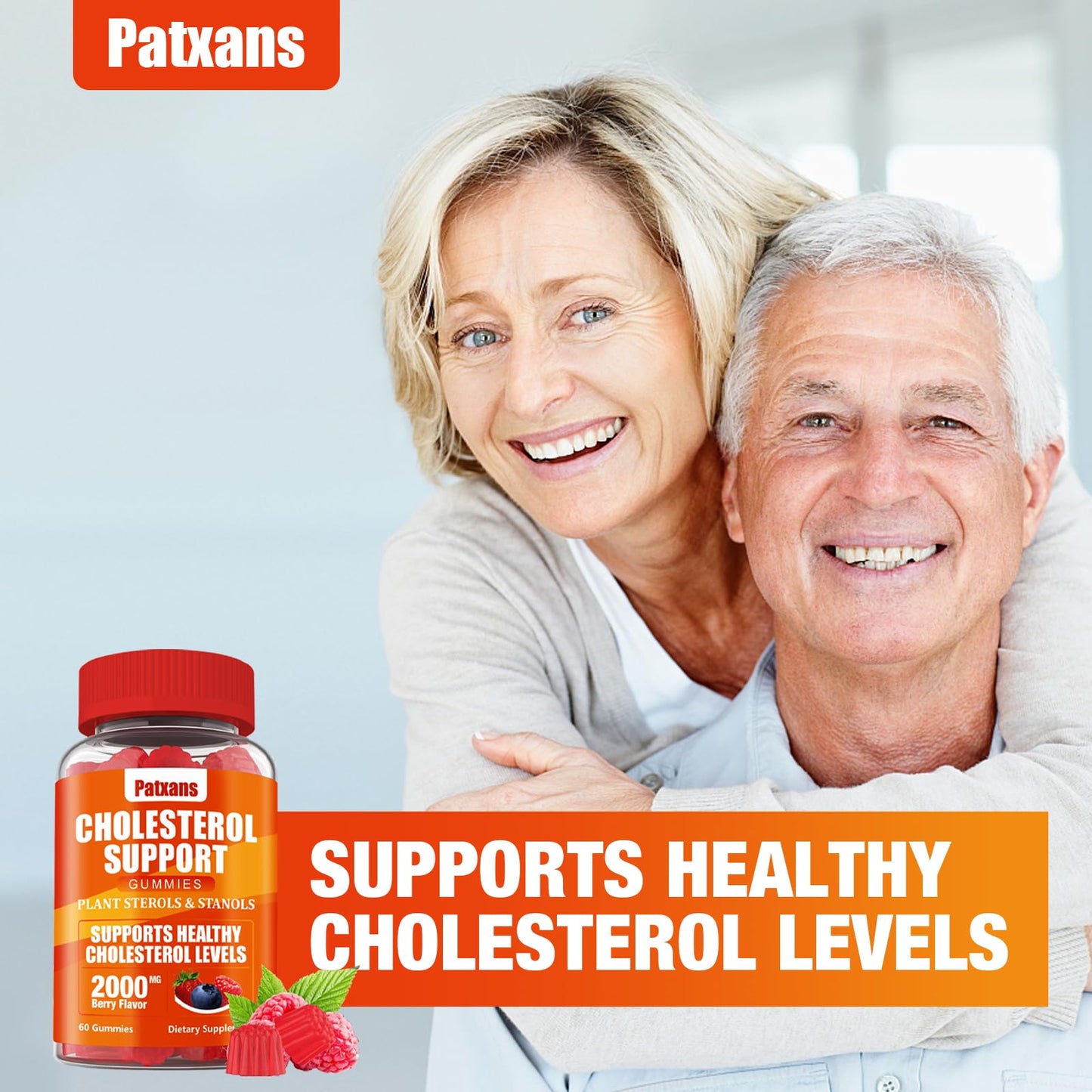 Patxans 1 Pack Cholesterol Support Gummies – 2000mg Plant Sterols & Stanols | Cholesterol Support, Mixed Berry, 60 Count