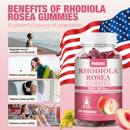 1 Pack 2000MG Rhodiola Rosea Gummies – Endurance, Mood & Stress Support | Patxans