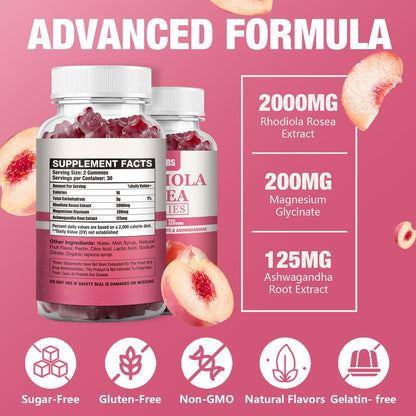 1 Pack 2000MG Rhodiola Rosea Gummies – Endurance, Mood & Stress Support | Patxans