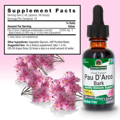 PAU D'Arco Inner Bark 1oz Extract – Immune Support & Digestive Health | Nature's Answer