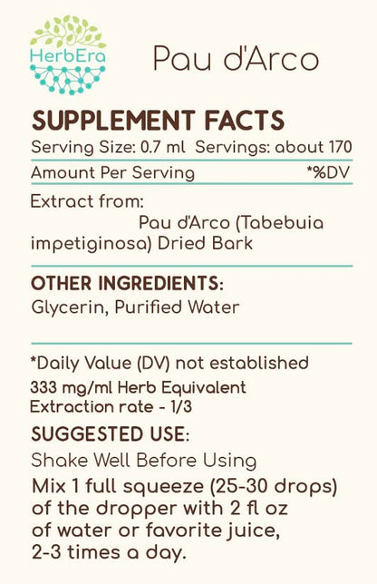 PAU d'Arco B120 Alcohol-Free Tincture 4 oz | HerbEra