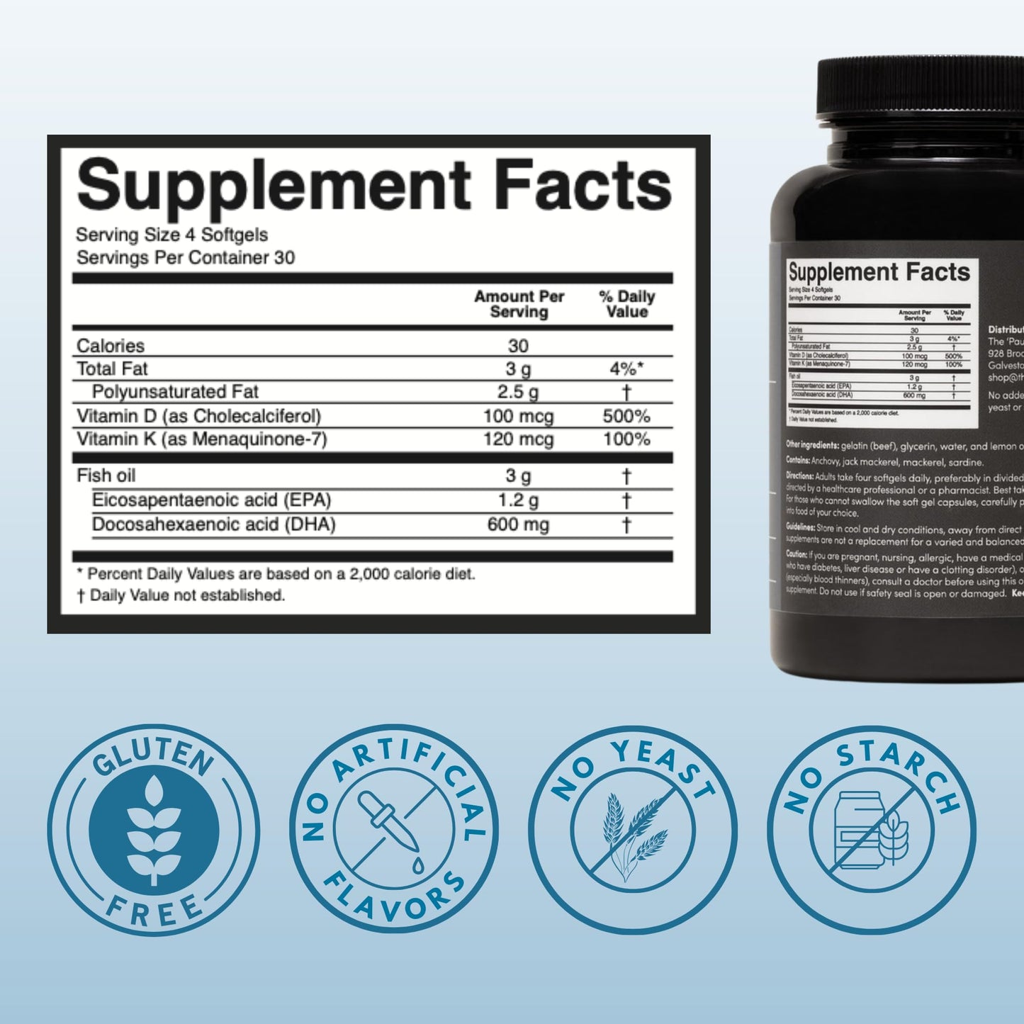 The 'Pause Life Omega-3 with Vitamin D & K2 – Gluten Free, Unflavored, 120 Softgels