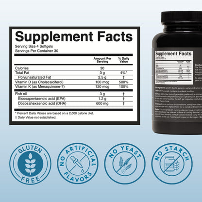 The 'Pause Life Omega-3 with Vitamin D & K2 – Gluten Free, Unflavored, 120 Softgels