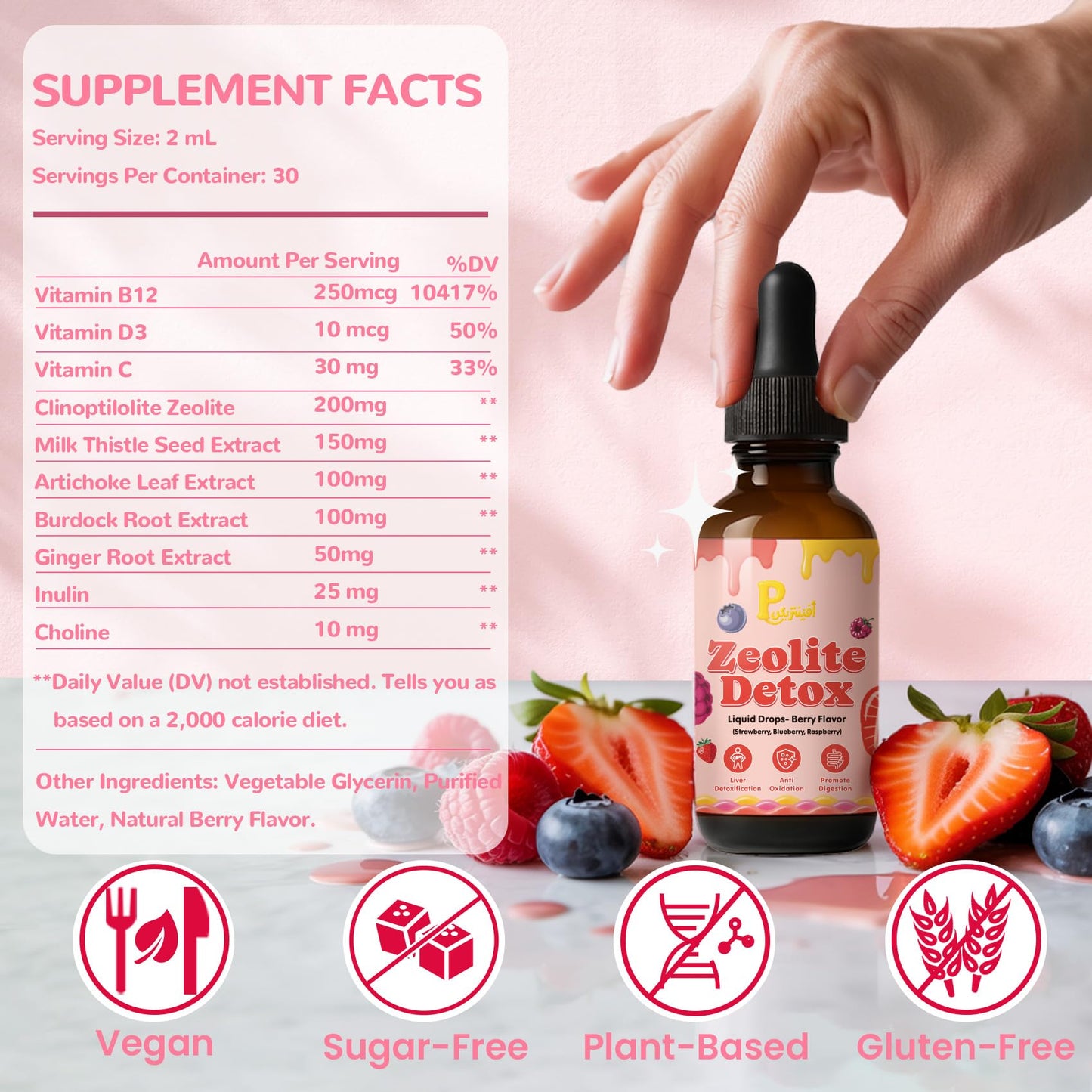 Pavintrix Zeolite Detox Drops – Berry Flavor for Kids & Adults (60ml)