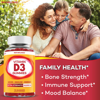 PAYÉ Vitamin D3 Gummies 10,000 IU | Immune, Bone & Muscle Support | 140 Count