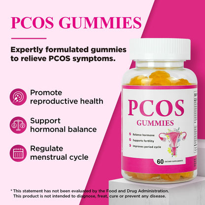 PCOS Gummies - 60-Count Vegan Orange Flavor for Hormonal Balance