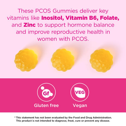 PCOS Gummies - 60-Count Vegan Orange Flavor for Hormonal Balance