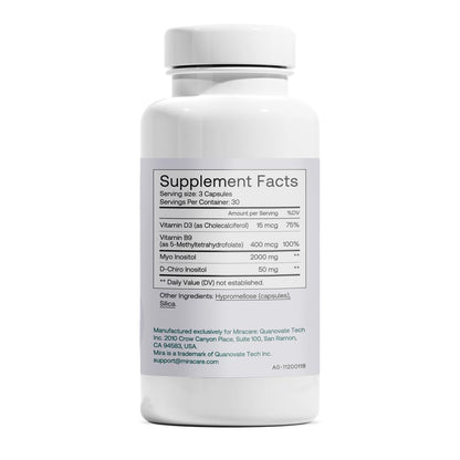MIRA PCOS Supplement - Myo-Inositol 40:1 for Hormonal Balance | 90 Capsules