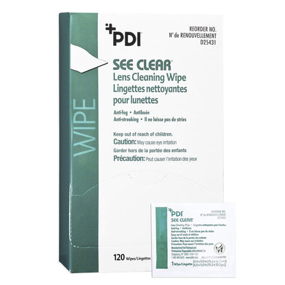 PDI See Clear Lens Cleaning Wipes – 120 Wipes, 6 x 5, Anti-Static & Anti-Streaking