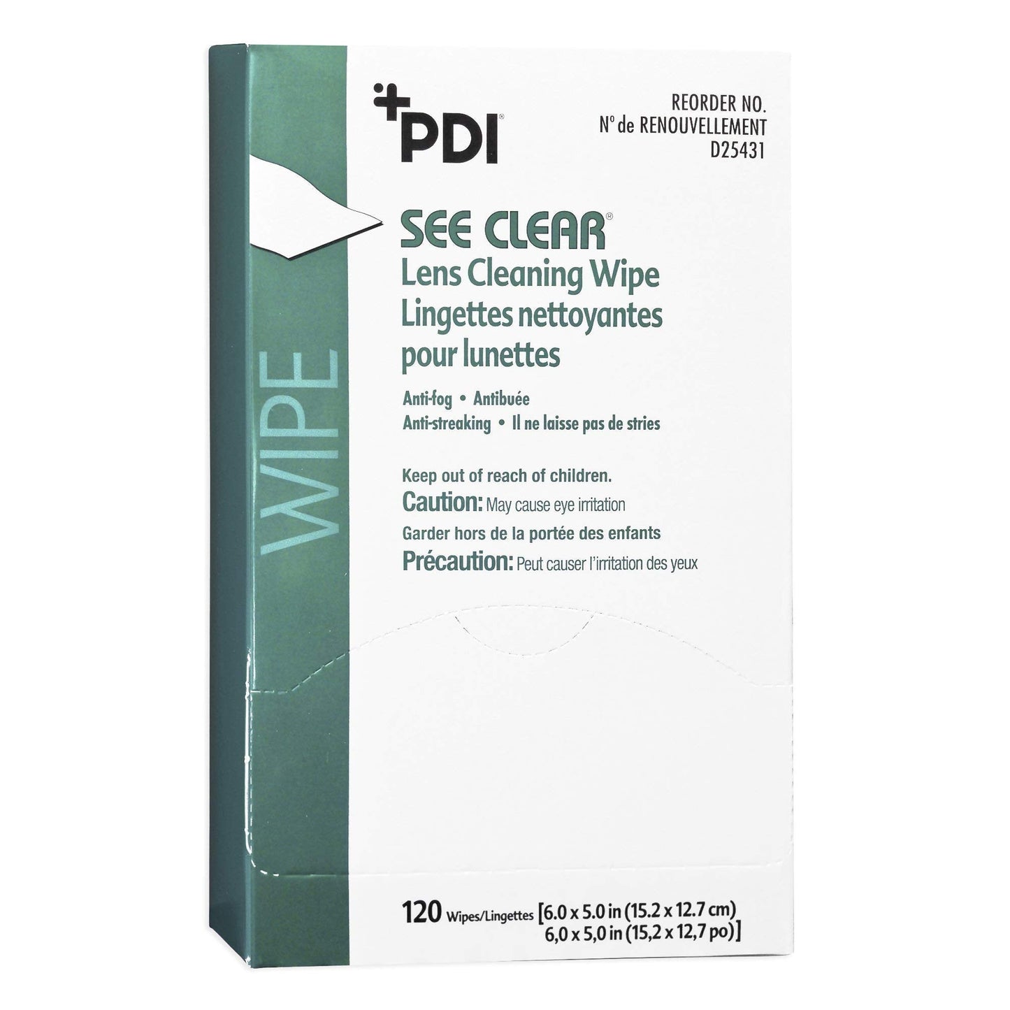 PDI See Clear Lens Cleaning Wipes – 120 Wipes, 6 x 5, Anti-Static & Anti-Streaking