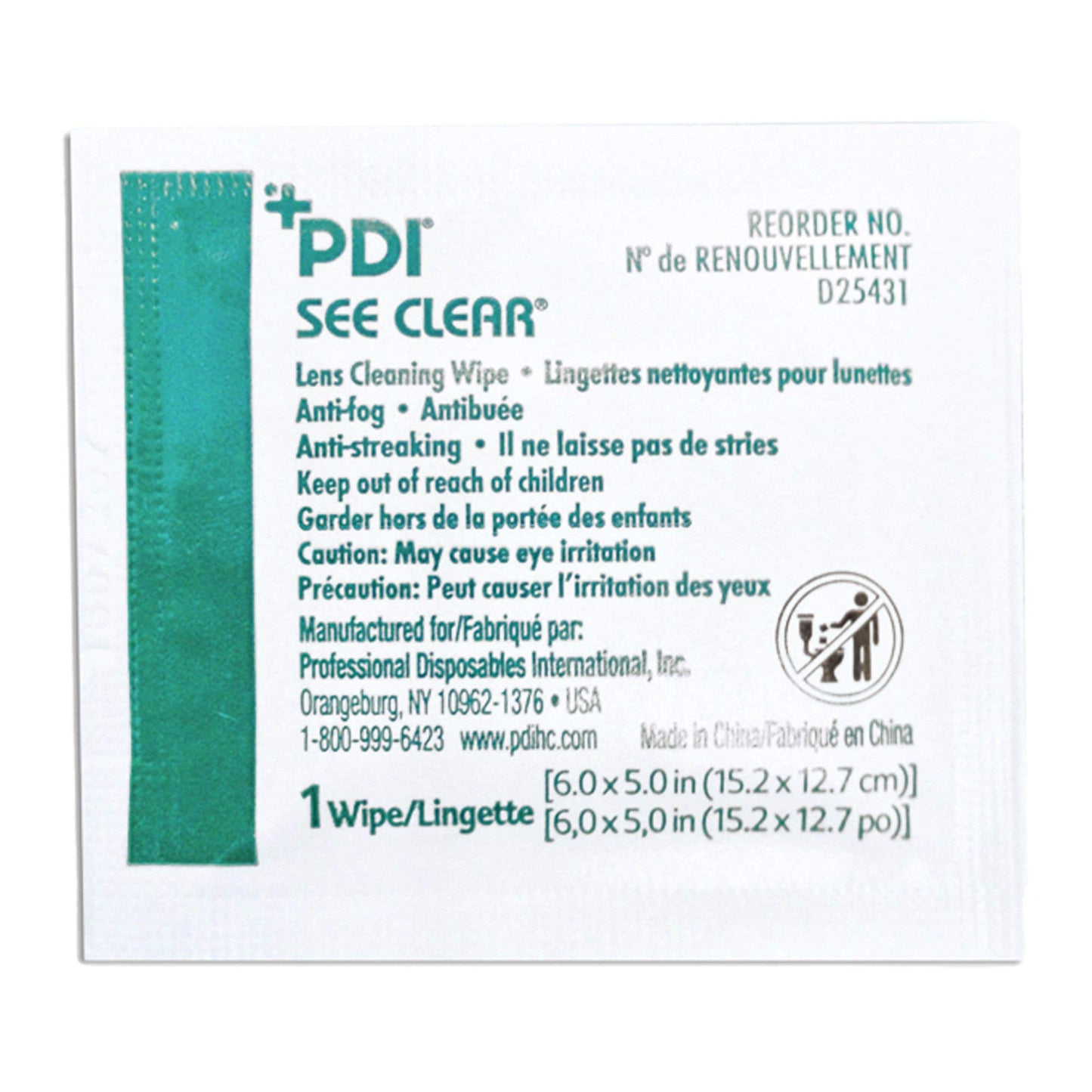 PDI See Clear Lens Cleaning Wipes – 120 Wipes, 6 x 5, Anti-Static & Anti-Streaking