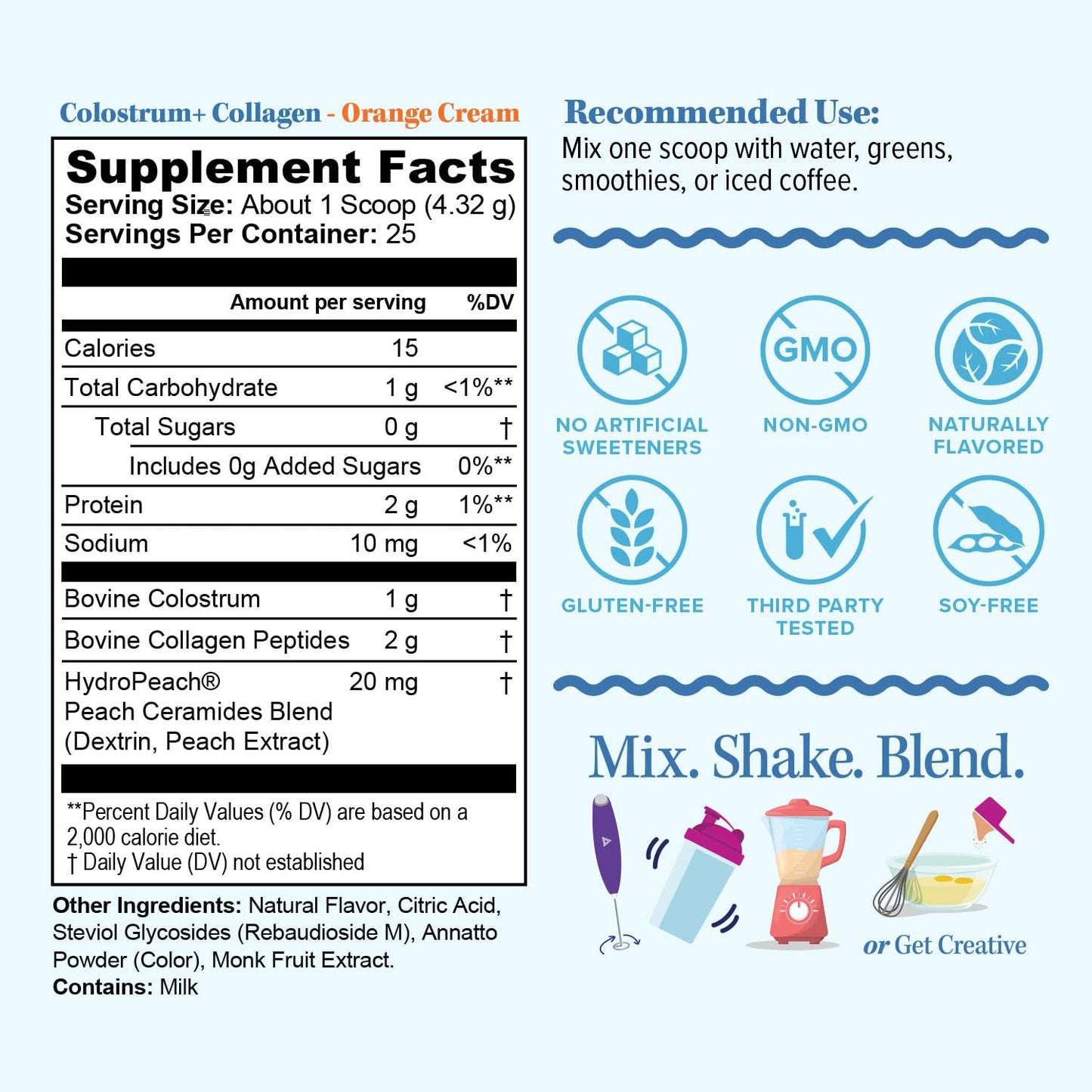 Colostrum Collagen Powder with HydroPeptide – Gut Health, Skin & Immune Support | Orange Cream