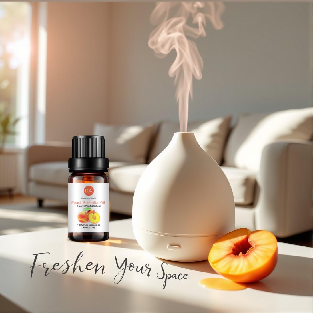 2-Pack Peach Essential Oil – 100% Pure Organic, 10ml | Diffuser & Skincare