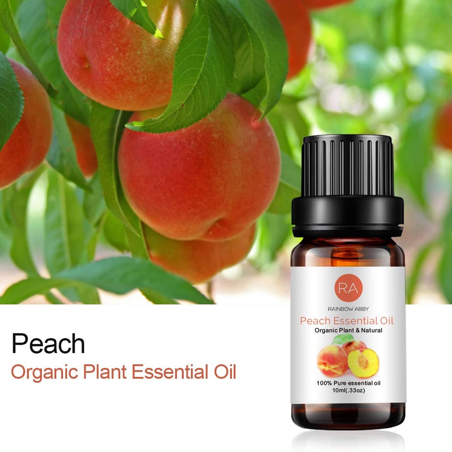 2-Pack Peach Essential Oil – 100% Pure Organic, 10ml | Diffuser & Skincare