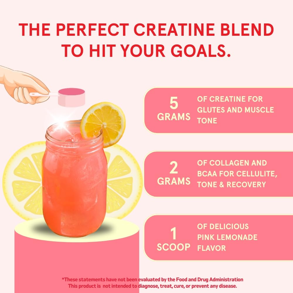 Peach Perfect Creatine for Women – Glute Muscle Support, Pink Lemonade