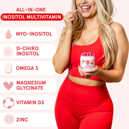 Peach Perfect Inositol Multivitamin – Myo-Inositol & D-Chiro 40:1, Omega-3, D3, Mg, Zn – Women Health – 30 SVG