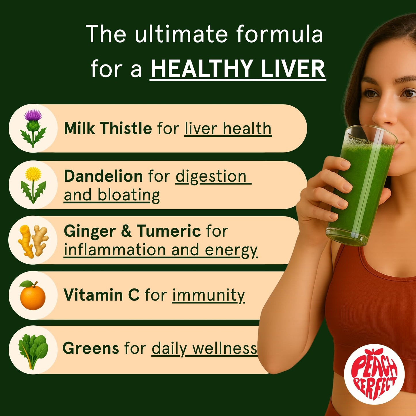 Peach Perfect Liver Hero – Premium Liver Detox & Bloat Support for Women | 30 Servings