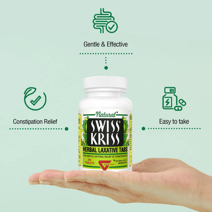 Swiss Kriss Herbal Laxative Tablets | Natural Senna Formula for Occasional Constipation, 250 Tablets
