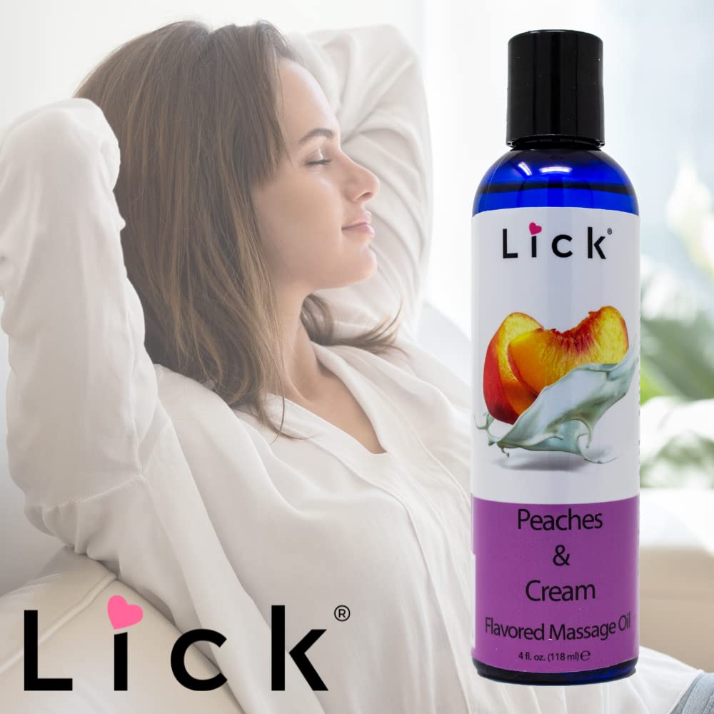 Peaches and Cream Edible Massage Oil - Vegan Vitamin E, 4 oz