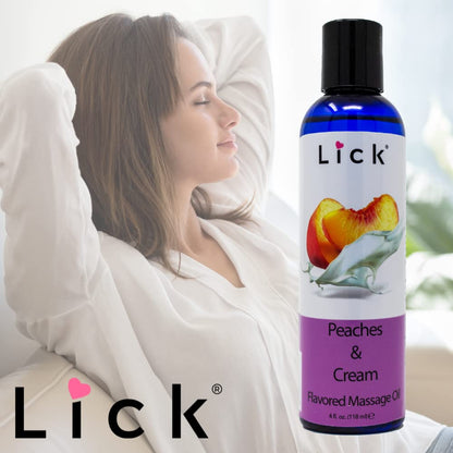 Peaches and Cream Edible Massage Oil - Vegan Vitamin E, 4 oz