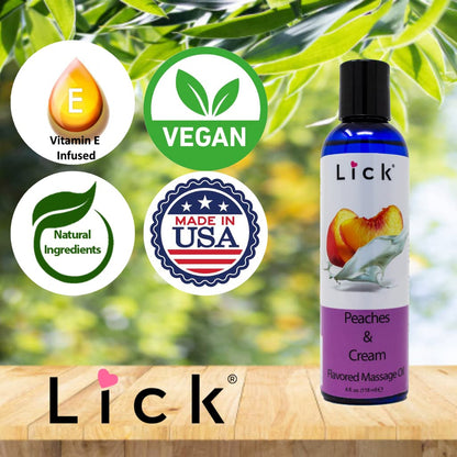 Peaches and Cream Edible Massage Oil - Vegan Vitamin E, 4 oz