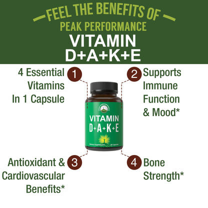 Peak Performance ADK Vitamin D3 5,000 IU + A + E + K | Vegan Capsule