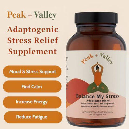 Peak + Valley Stress Relief Supplement for Mood Support — 60 Count