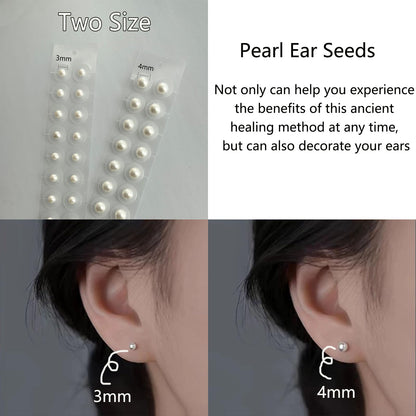 Pearl Ear Seeds Acupuncture Kit - Acupressure Ear Seeds with Probe, Chinese & English Guidance (3MM)