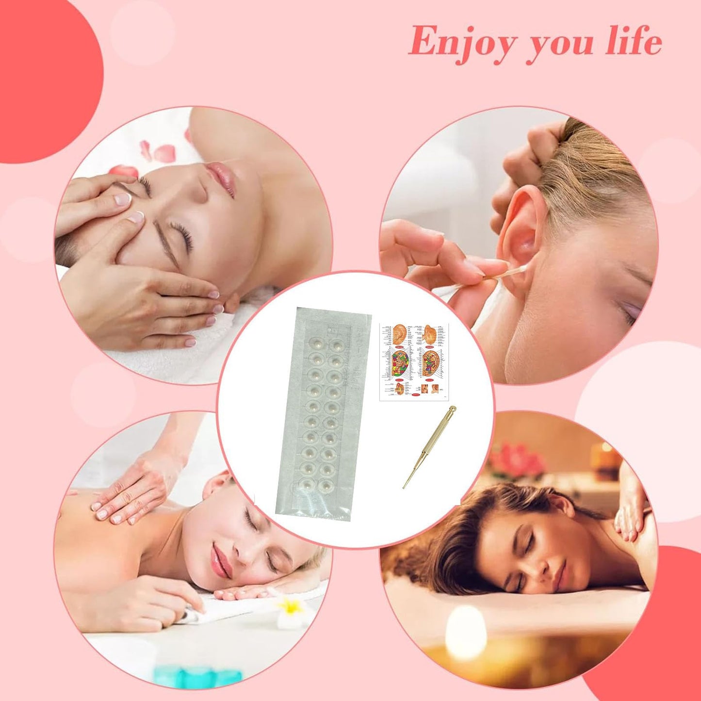 Pearl Ear Seeds Acupuncture Kit - Acupressure Ear Seeds with Probe, Chinese & English Guidance (3MM)