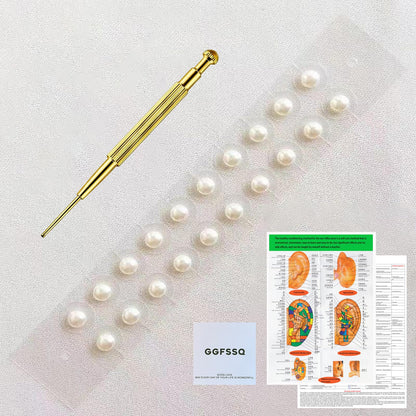 Pearl Ear Seeds Acupuncture Kit - Acupressure with Ear Seeds, Probe, Chinese & English Guidance (4MM)