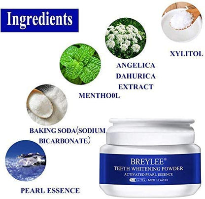 BREYLEE Teeth Whitening Powder – Pearl Essence Brightening Powder (1.05 oz) – Natural Teeth Whitener, Removes Coffee, Wine & Smoke Stains