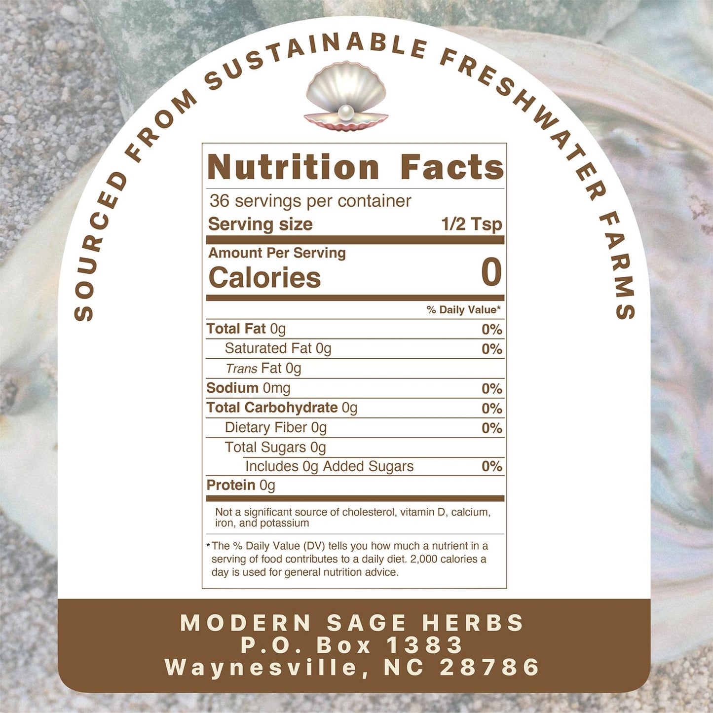 2.5oz Pure Pearl Powder 10:1 Extract – 36 Servings | Collagen & Anti-Aging | Modern Sage Herbs