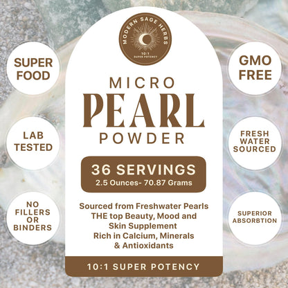 2.5oz Pure Pearl Powder 10:1 Extract – 36 Servings | Collagen & Anti-Aging | Modern Sage Herbs