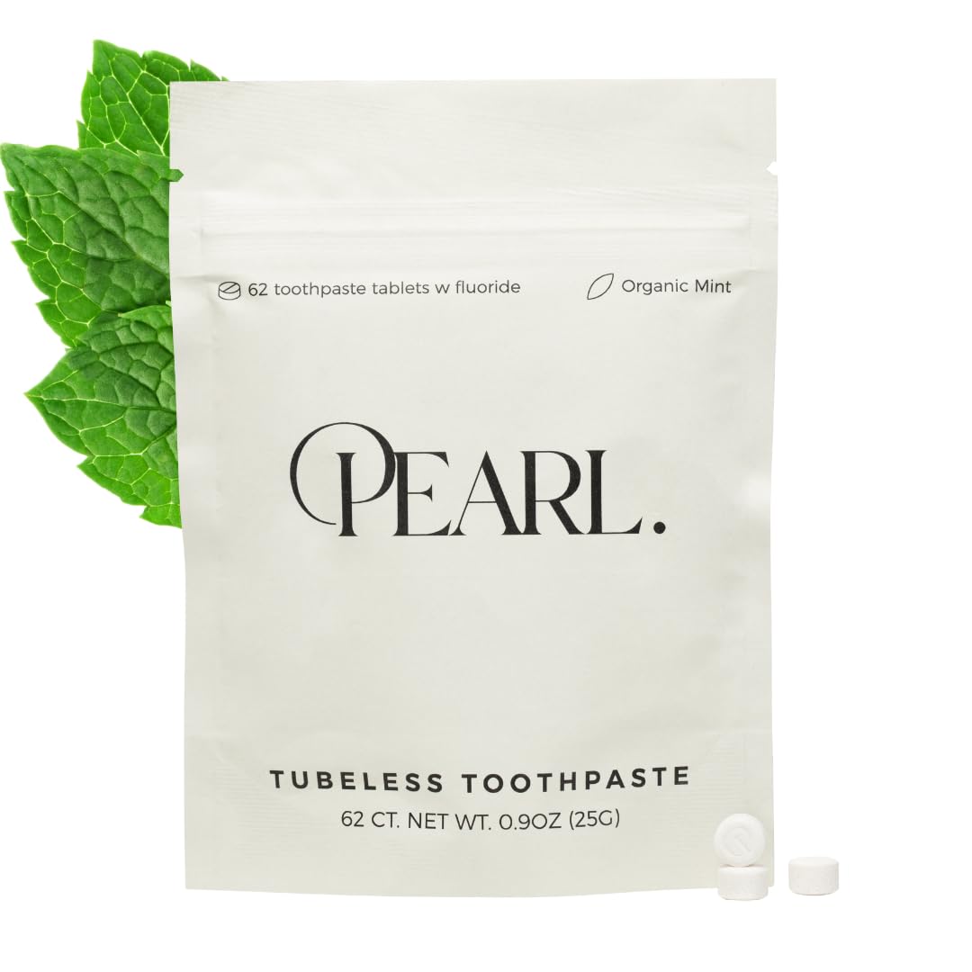 Pearl Fluoride Mint Toothpaste Tablets – Dentist Developed, TSA Approved, Plastic-Free (186 Tablets)