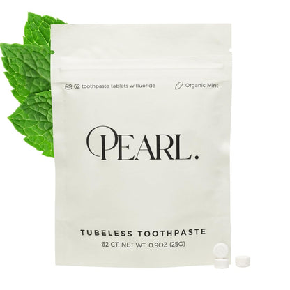 Pearl Fluoride Mint Toothpaste Tablets – Dentist Developed, TSA Approved, Plastic-Free (186 Tablets)