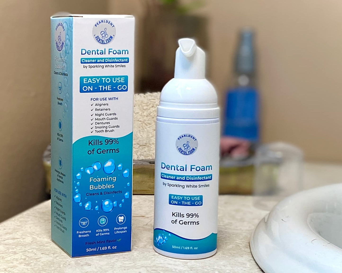 Pearldent Dental Foam – Cleans & Sterilizes Removable Aligners, Retainers & Mouth Guards | Up to 4 Months Supply